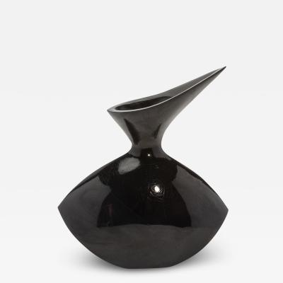  R Y Augousti Modern Sculptural Vase in Black Shell by R Y Augousti