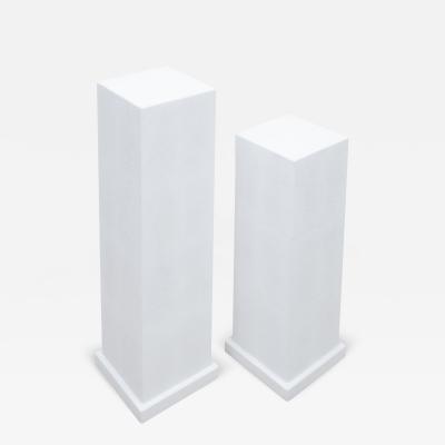  R Y Augousti Pair of Modern Classic Columns in White Shagreen by R Y Augousti