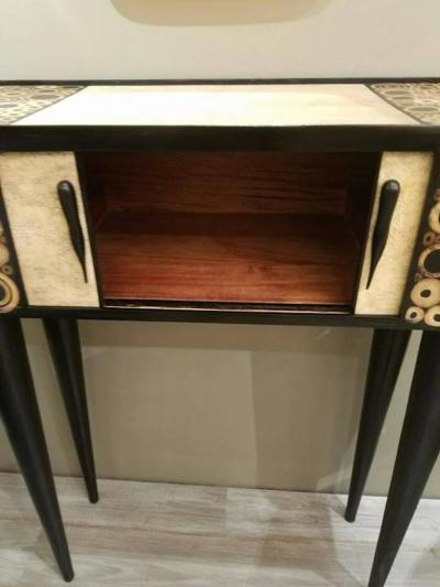  R Y Augousti R Y Augousti Black and Ivory Shagreen and Bamboo Console