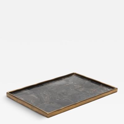  R Y Augousti Rectangular Melting Tray in Quartz with Bronze Patina Brass by R Y Augousti