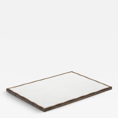  R Y Augousti Rectangular Melting Tray in Shagreen with Bronze Patina Brass by R Y Augousti