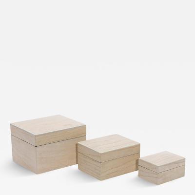  R Y Augousti Set of 3 Curved Top Boxes in White Oak by R Y Augousti