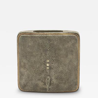  R Y Augousti Shagreen Vase with Brass Details by R Y Augousti