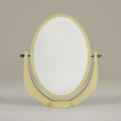  R Y Augousti Vintage cream parchment table mirror by R Y Augousti