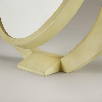  R Y Augousti Vintage cream parchment table mirror by R Y Augousti