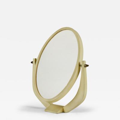  R Y Augousti Vintage cream parchment table mirror by R Y Augousti