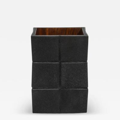  R Y Augousti Waste Bin in Black Shagreen Rhomboid by R Y Augousti