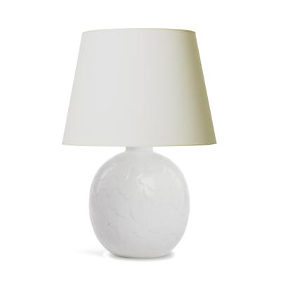  R rstrand Rorstrand Charming Pair of Table Lamps with Feather Reliefs by Gertrud L negren