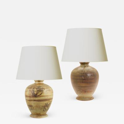  R rstrand Rorstrand Pair Matched Elegant Lamps by Gertrud Lonegren