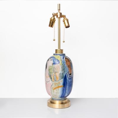  R rstrand Rorstrand Studio CARL HARRY STALHANE HAND DECORATED VASE WITH SAILOR WOMEN 1945