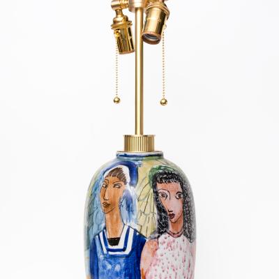  R rstrand Rorstrand Studio CARL HARRY STALHANE HAND DECORATED VASE WITH SAILOR WOMEN 1945