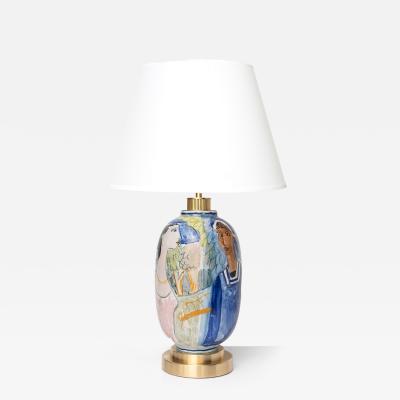  R rstrand Rorstrand Studio CARL HARRY STALHANE HAND DECORATED VASE WITH SAILOR WOMEN 1945