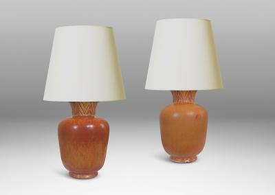  R rstrand Rorstrand Studio Duo of Table Lamps in Terra Cotta Tones