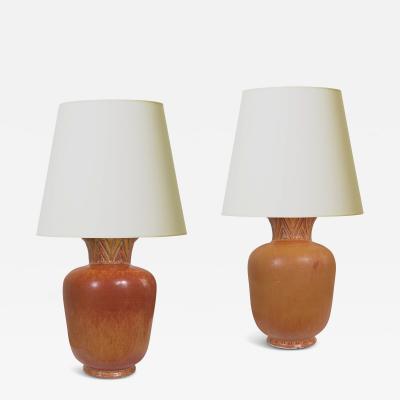  R rstrand Rorstrand Studio Duo of Table Lamps in Terra Cotta Tones