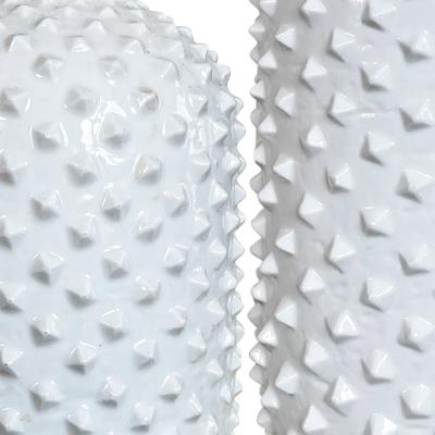  R rstrand Rorstrand Studio Duo of White Spiked Vases by Gunnar Nylund