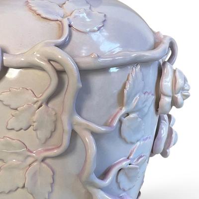  R rstrand Rorstrand Studio Exquisite Lidded Vase with Roses and Bird Design by Rorstrand