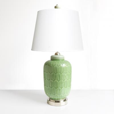  R rstrand Rorstrand Studio GUNNAR NYLUND SWEDISH ART DECO LAMP WITH JADE GLAZE RORSTAND 1940