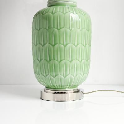  R rstrand Rorstrand Studio GUNNAR NYLUND SWEDISH ART DECO LAMP WITH JADE GLAZE RORSTAND 1940