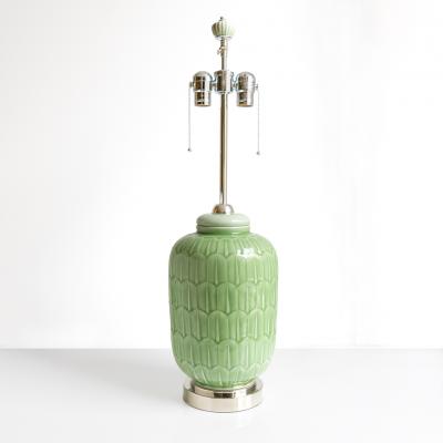  R rstrand Rorstrand Studio GUNNAR NYLUND SWEDISH ART DECO LAMP WITH JADE GLAZE RORSTAND 1940