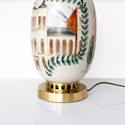  R rstrand Rorstrand Studio OSKAR DAHL LUND LANDSCAPE CERAMIC LAMP FOR RORSTRAND STUDIO SWEDEN 1950