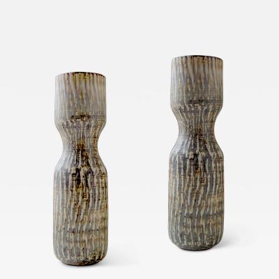  R rstrand Rorstrand Studio Pair of Textured Birka Vases by Gunnar Nylund