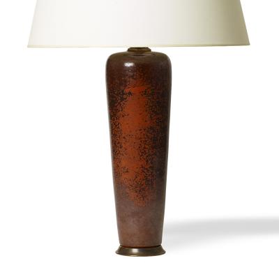 R rstrand Rorstrand Studio Tall Table Lamp in Dappled Burnt Sienna Glaze by Carl Harry Stalhane