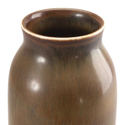  R rstrand Rorstrand Studio Tall Vase with Hare Fur Raw Umber Brown Glaze by Carl Harry St lhane