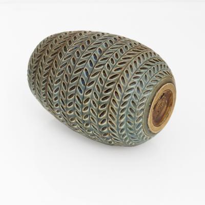  R rstrand Studio GERTRUD LONEGREN TEXTURED NEUTRAL BLUE AND GREEN VASE RORSTRAND 1940S