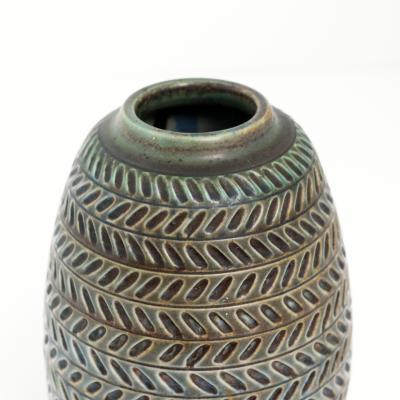  R rstrand Studio GERTRUD LONEGREN TEXTURED NEUTRAL BLUE AND GREEN VASE RORSTRAND 1940S