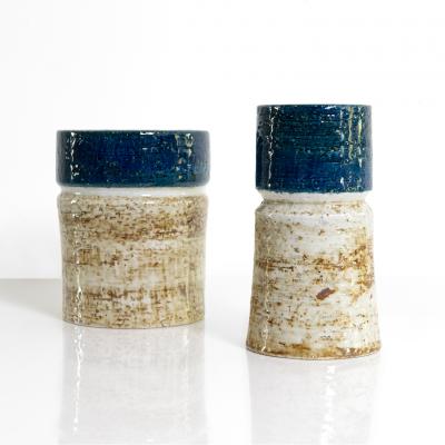 R rstrand Studio TWO SYLVIA LEUCHOVIOUS BLUE WHITE RORSTRAND STUDIO VASES