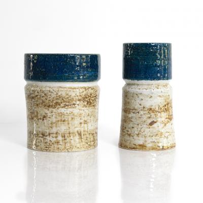 R rstrand Studio TWO SYLVIA LEUCHOVIOUS BLUE WHITE RORSTRAND STUDIO VASES