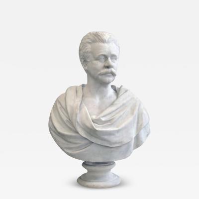  RANDOLPH ROGERS A CARVED WHITE MARBLE BUST OF A GENTLEMEN BY RANDOLPH ROGERS ROME 19TH CENTURY