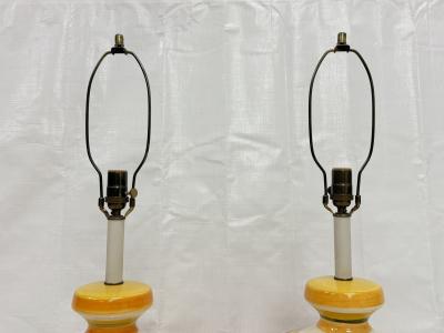  REMAINS LIGHTING A pair of Vintage 1960s Striped Ceramic Table Lamps by Remains Lighting