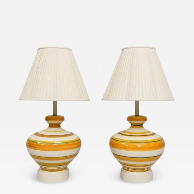 REMAINS LIGHTING A pair of Vintage 1960s Striped Ceramic Table Lamps by Remains Lighting