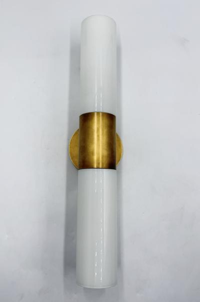  REMAINS LIGHTING Alan Wanzenberg Judson Brass Milk Glass Wall Sconce for Remains Lighting