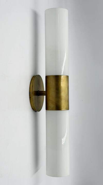  REMAINS LIGHTING Alan Wanzenberg Judson Brass Milk Glass Wall Sconce for Remains Lighting