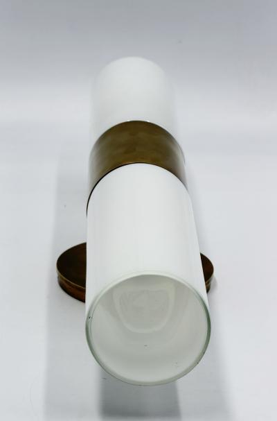  REMAINS LIGHTING Alan Wanzenberg Judson Brass Milk Glass Wall Sconce for Remains Lighting