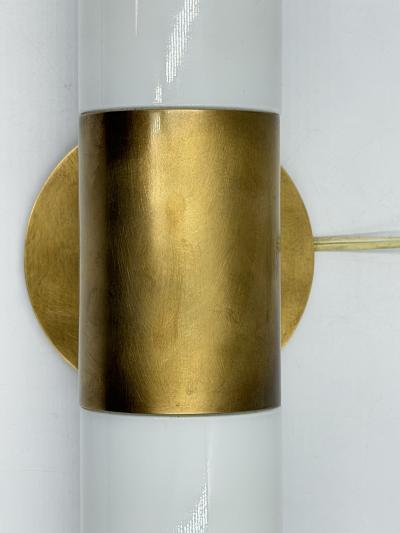  REMAINS LIGHTING Alan Wanzenberg Judson Brass Milk Glass Wall Sconce for Remains Lighting