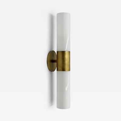  REMAINS LIGHTING Alan Wanzenberg Judson Brass Milk Glass Wall Sconce for Remains Lighting