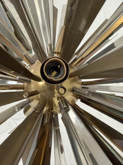  REMAINS LIGHTING Brass Nickel Sunburst Chandelier by Remains Lighting of New York