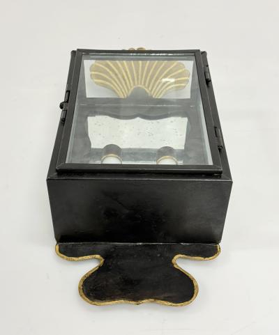  REMAINS LIGHTING English Box Blackened Steel Gilt Mirror Wall Sconce by Heritage Metalworks