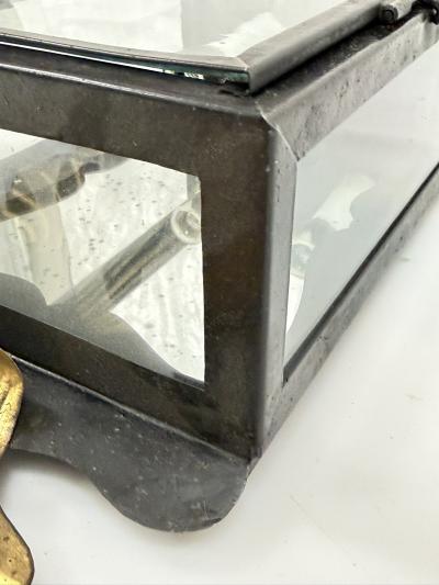  REMAINS LIGHTING English Box Blackened Steel Gilt Mirror Wall Sconce by Heritage Metalworks