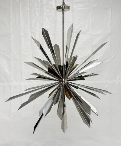  REMAINS LIGHTING Nickel Brass Sunburst Chandelier by Remains Lighting Los Angeles Modern