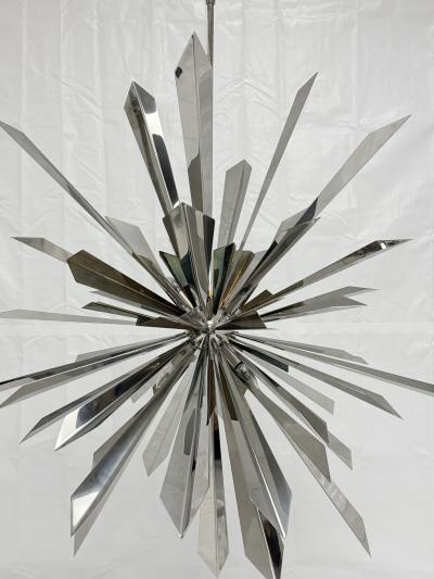  REMAINS LIGHTING Nickel Brass Sunburst Chandelier by Remains Lighting Los Angeles Modern