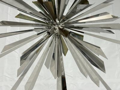  REMAINS LIGHTING Nickel Brass Sunburst Chandelier by Remains Lighting Los Angeles Modern