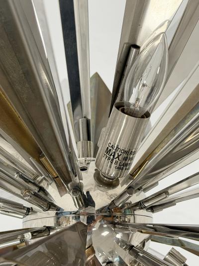  REMAINS LIGHTING Nickel Brass Sunburst Chandelier by Remains Lighting Los Angeles Modern