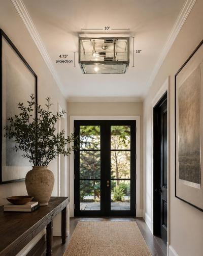  REMAINS LIGHTING Remains Lighting Cardea Polished Nickel Glass Flush Mount Ceiling Wall light