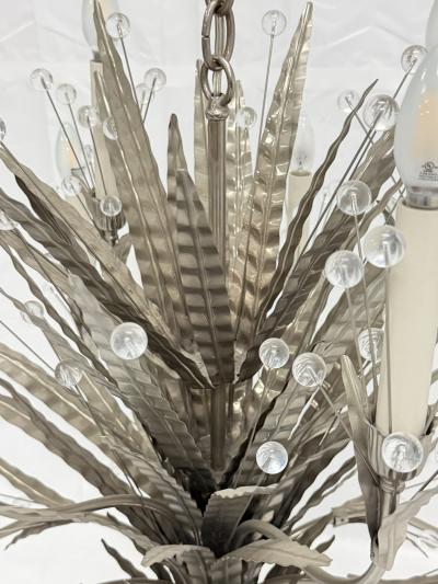 REMAINS LIGHTING Remains Lighting Plume Antique Nickel Glass 12 Arm Chandelier Labeled