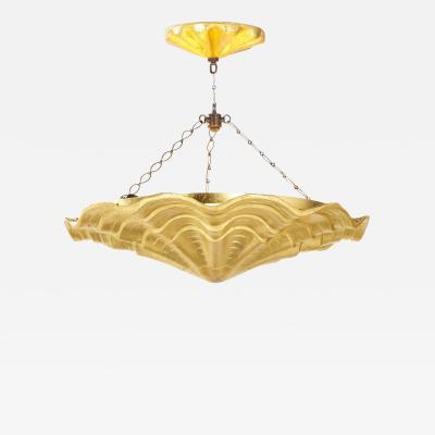  REMAINS LIGHTING SHELL CHANDELIER IN GOLD LEAF AFTER TONY DUQUETTE BY REMAINS LIGHTING