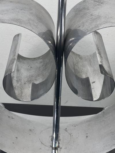  REVERE METALS COMPANY MODERNIST ART DECO CHROME AND RED BAKELITE MAGAZINE RACK BY REVERE